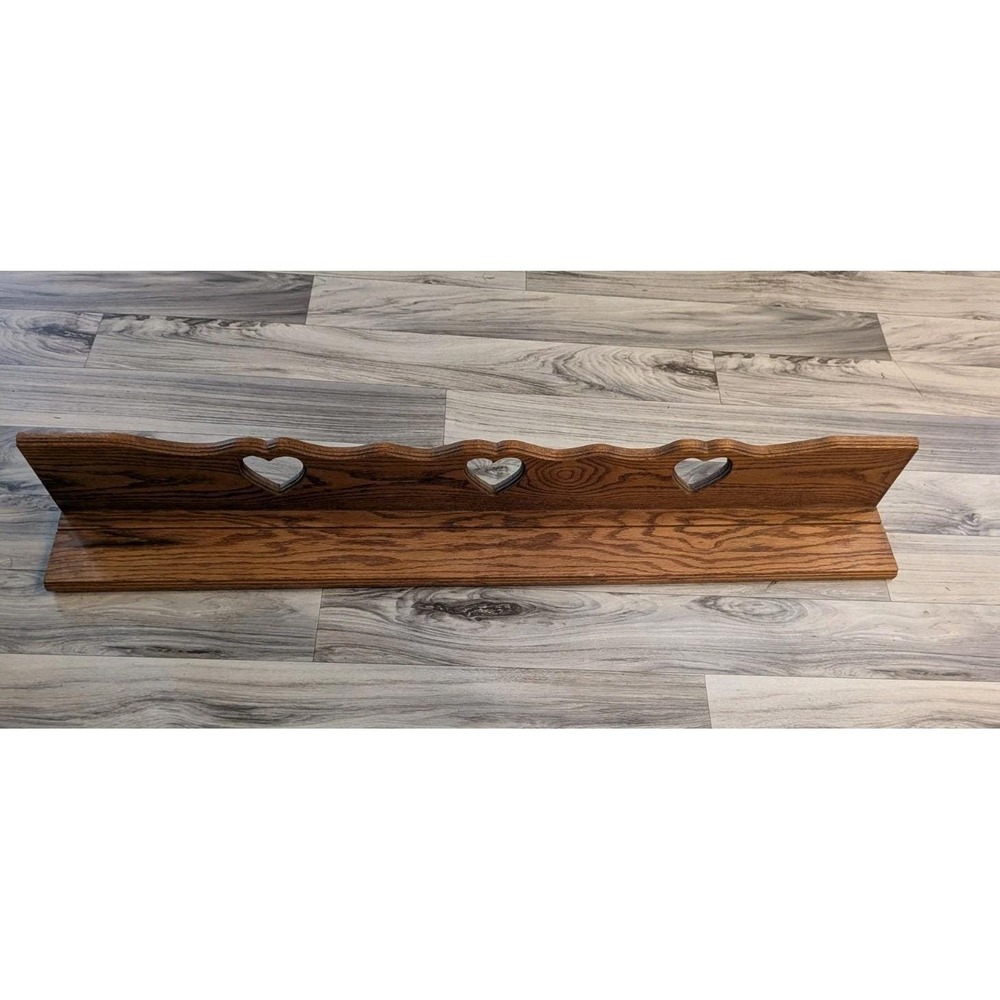 Vintage Heart Cut Out Shelf With Plate Groove 46 Inches 3 hearts